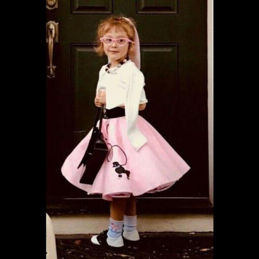 Handmade BOUTIQUE Costume Girls 4-6 Pink Poodle Skirt Saddle Shoe 50's Halloween